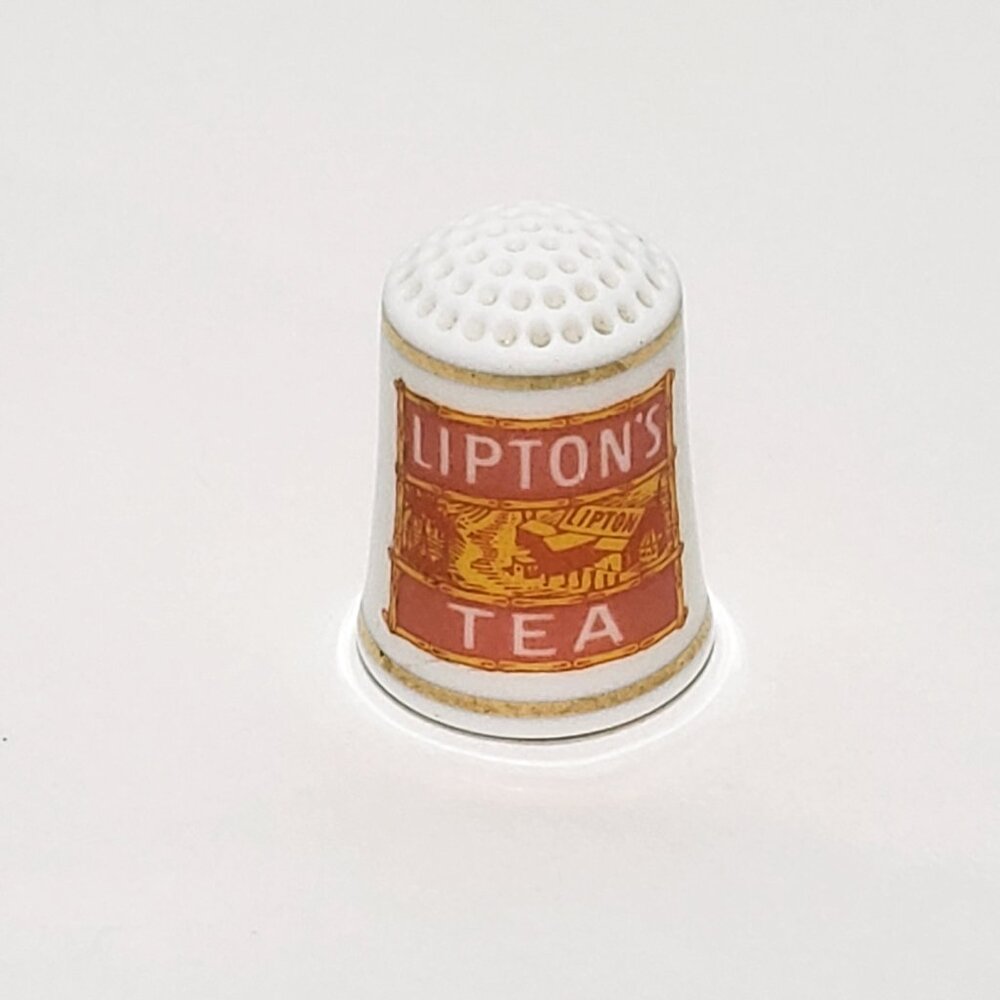 Lipton's Tea Decorative Thimble Porcelain Vintage 1" Country Store Advertisement